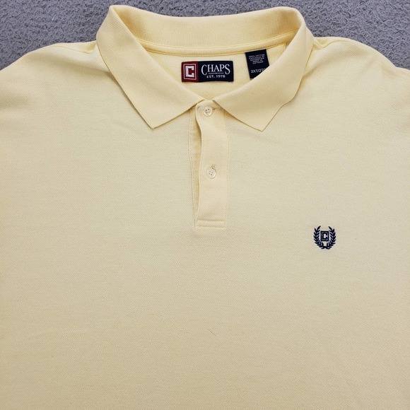 Chaps Shirt Mens 2XLT Tall Yellow Polo‎ Golf Logo Classiccore Outdoors Casual - Picture 2 of 12